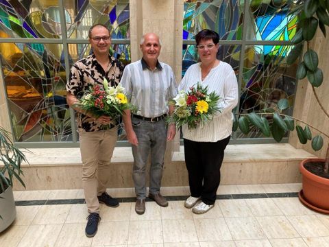 Der Bürgermeister mit dem Ortsvorsteher Herr Weißpflug und der Ortsvorsteherin Frau Richter