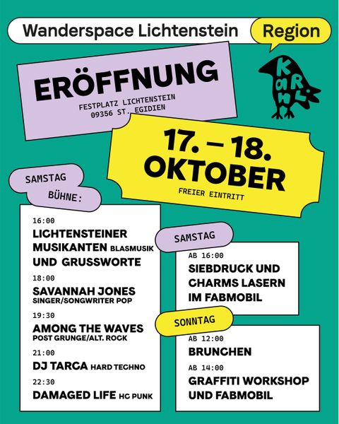 Programmpunkte für die Eröffnung am Wanderspace