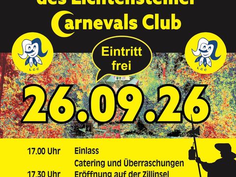 Veranstaltungsplakat schwarz gelb mit Schrift und dem Schattenriss des Nachtwächters