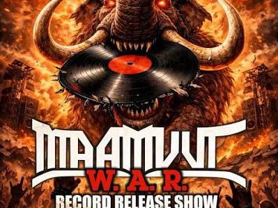 teuflisches Mammut  mit Schallplatte im Maul